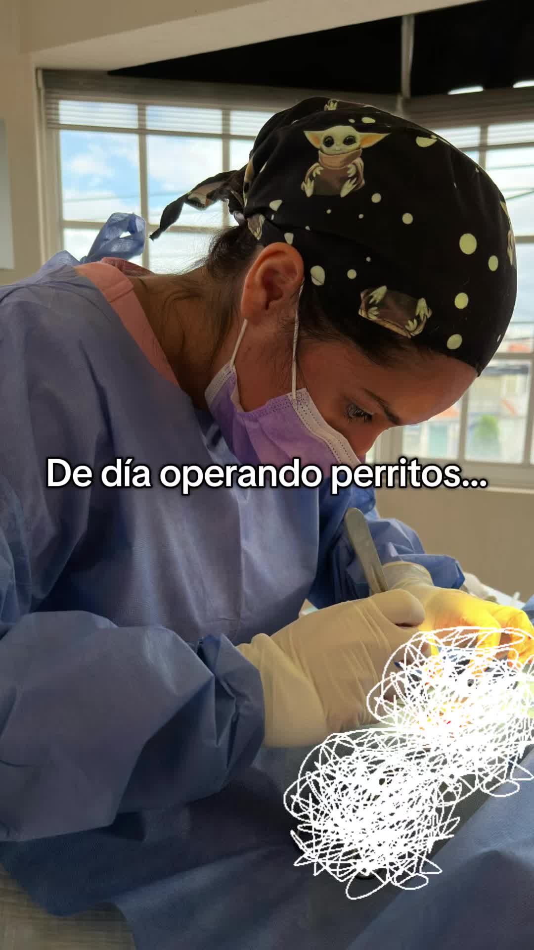 Vídeo de TikTok de Vetmedicyn: Toca cambiar de chamba 😷 #vetmom #huskylife #mascotas #veterinarios